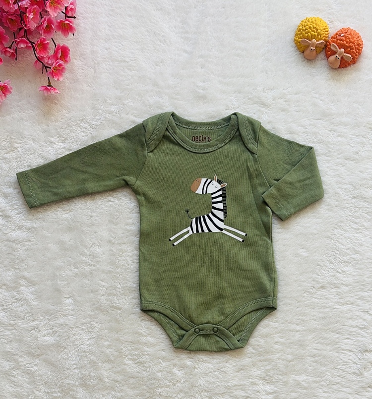 3lü Safari desenli bebek body zıbın