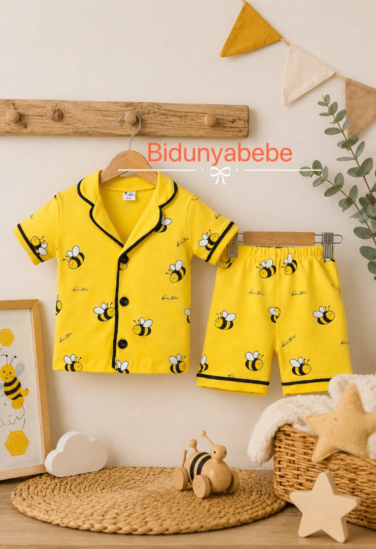 Arılı Şortlu alt üst bebek pijama takımı