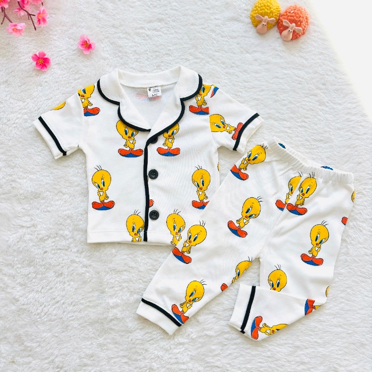 Twetty baskılı alt üst bebek pijama takımı