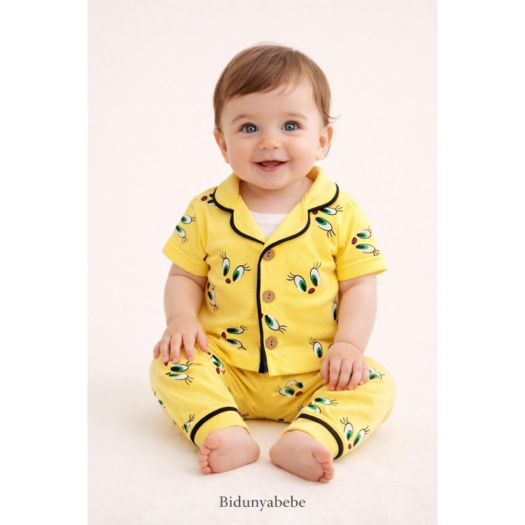 Civciv desenli 2’li bebek pijama takımı