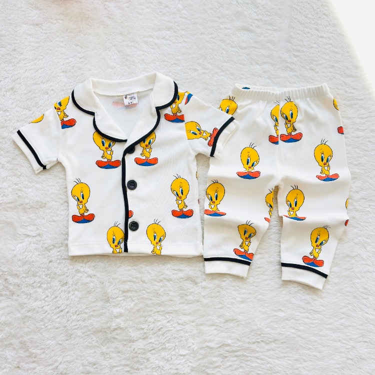 Twetty baskılı alt üst bebek pijama takımı