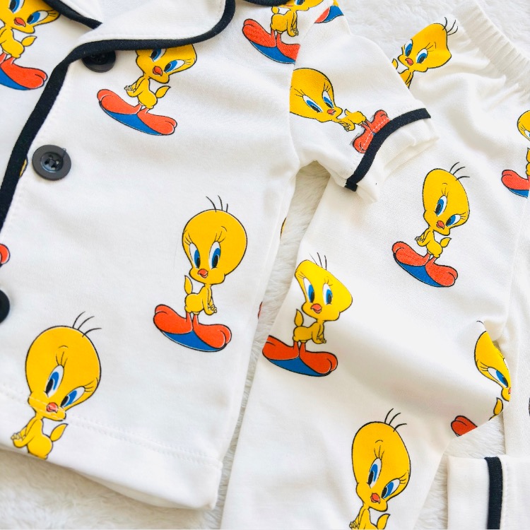 Twetty baskılı alt üst bebek pijama takımı