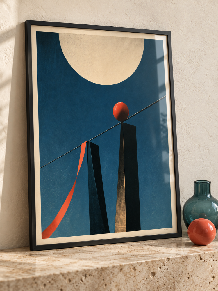 HIGH WIRE – Sürreal Sirk ve Geometrik Poster