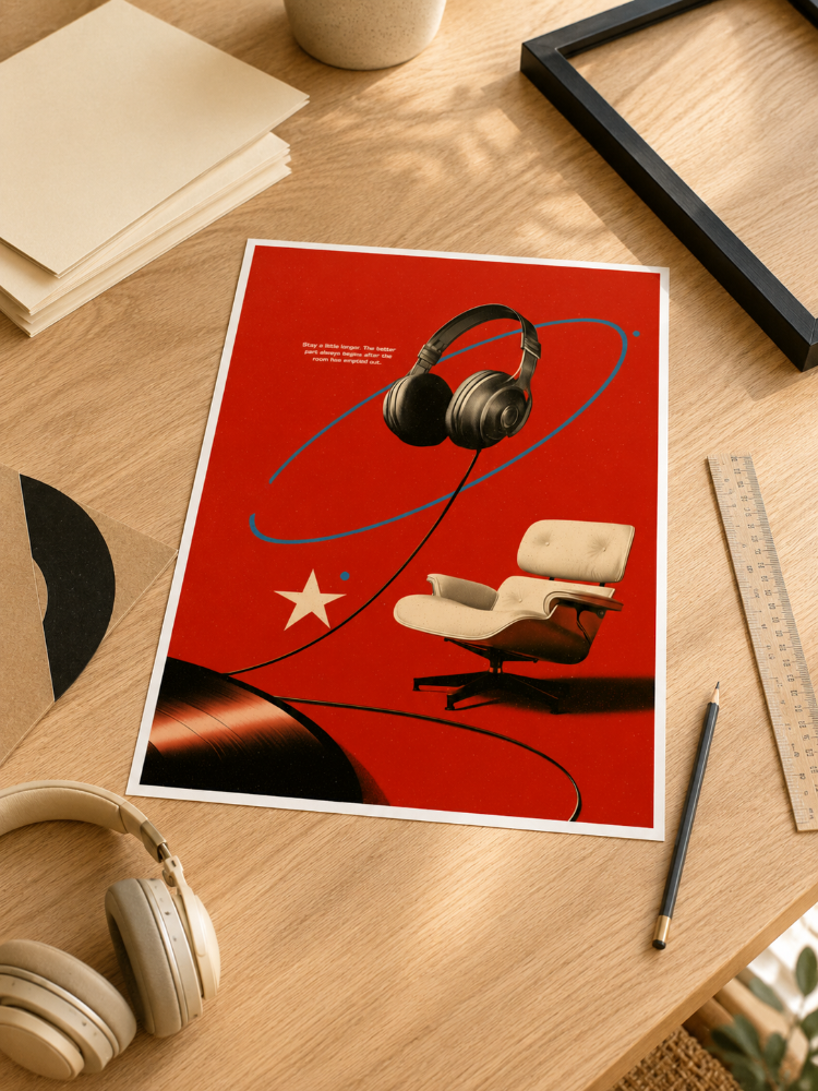 STAY FOR SIDE B – Retro Müzik ve Plak Posteri