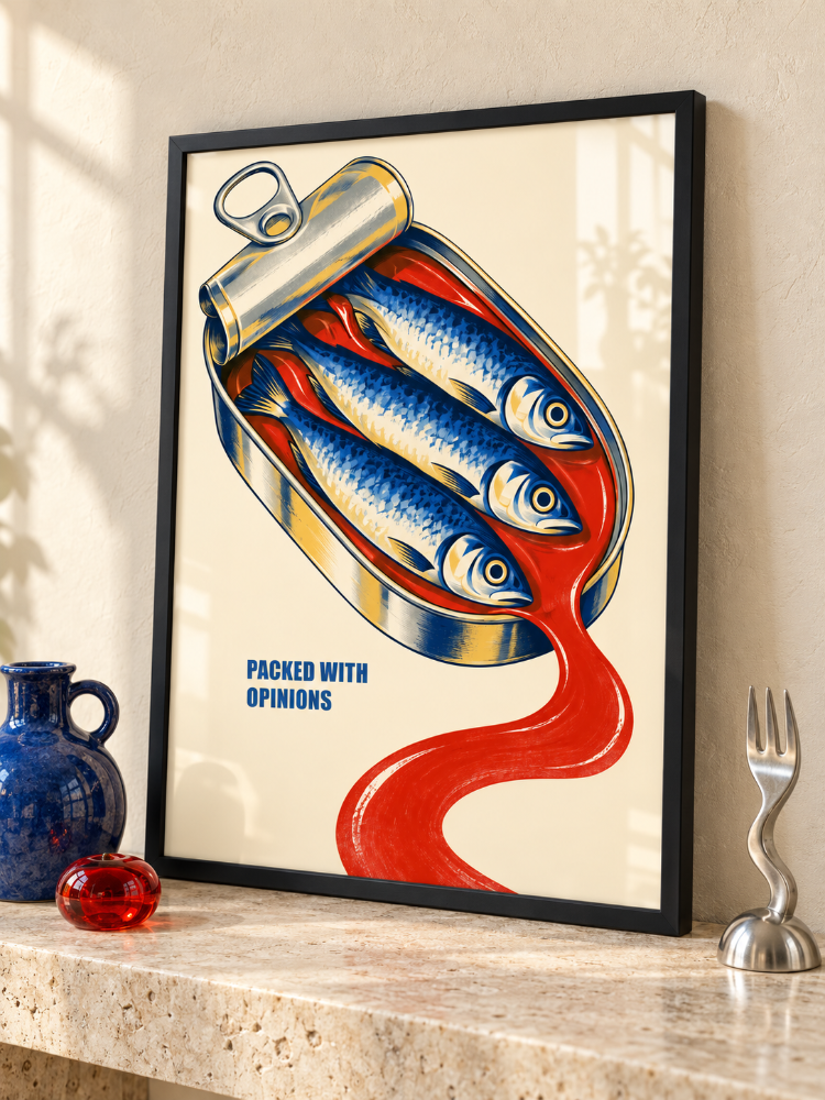 OPEN TIN – Retro Sardalya Mutfak Posteri