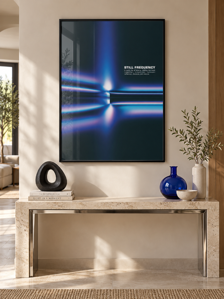 STILL FREQUENCY – Mavi Mor Minimal Soyut Poster