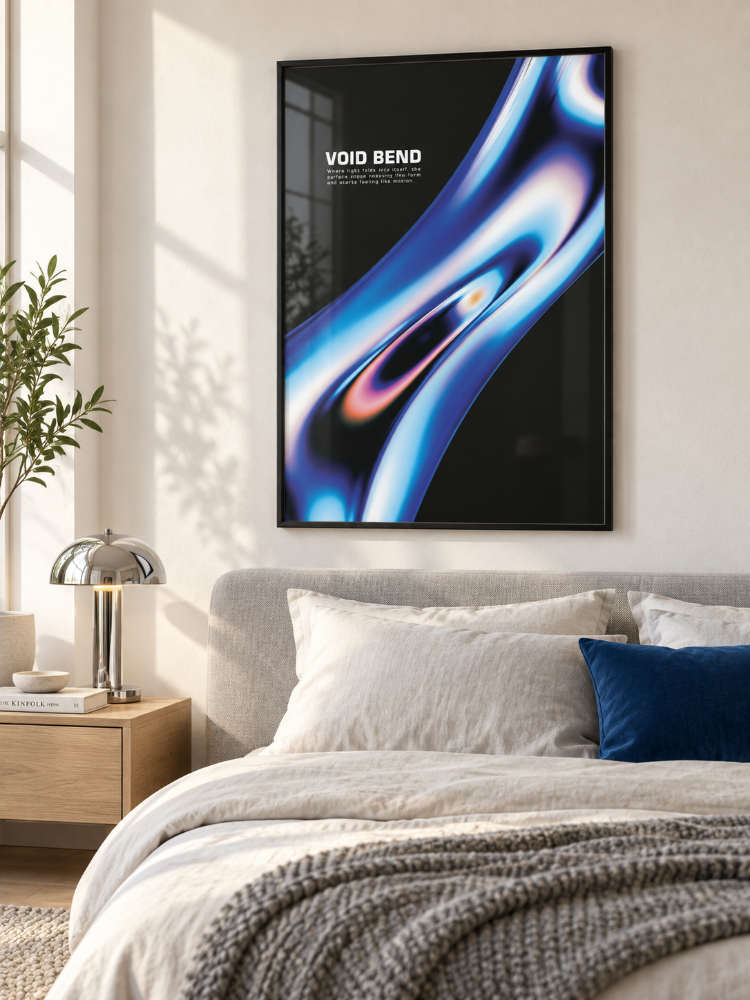 VOID BEND – Mavi Krom Görünümlü Soyut Poster