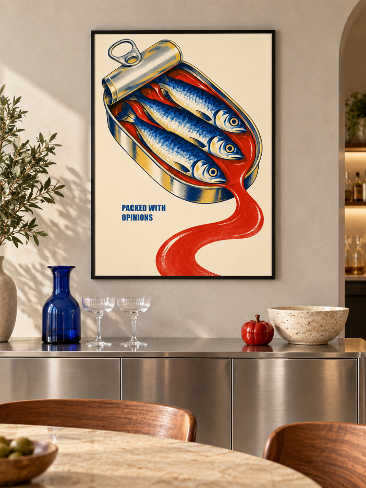 OPEN TIN – Retro Sardalya Mutfak Posteri