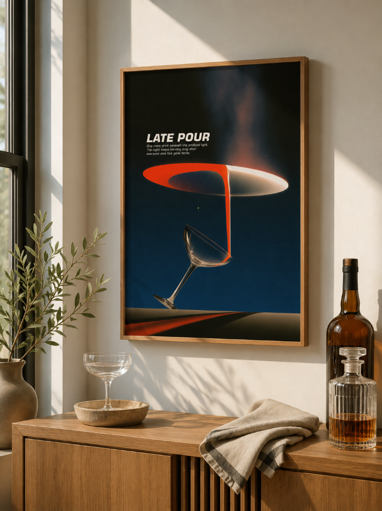 LATE POUR – Gece ve Bar Temalı Poster Baskısı