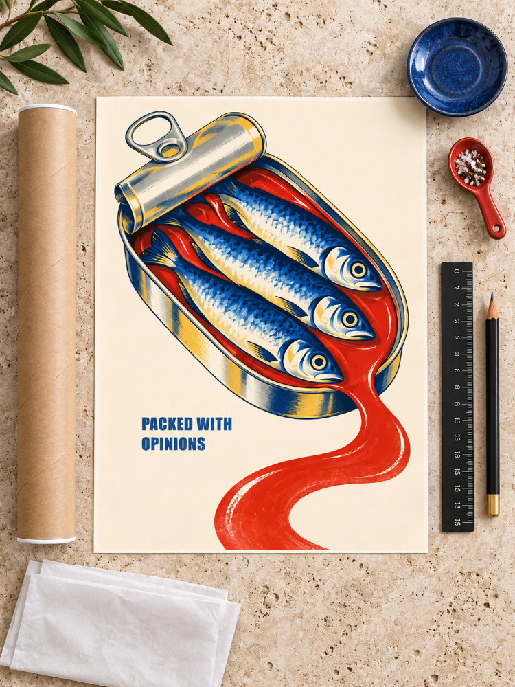 OPEN TIN – Retro Sardalya Mutfak Posteri