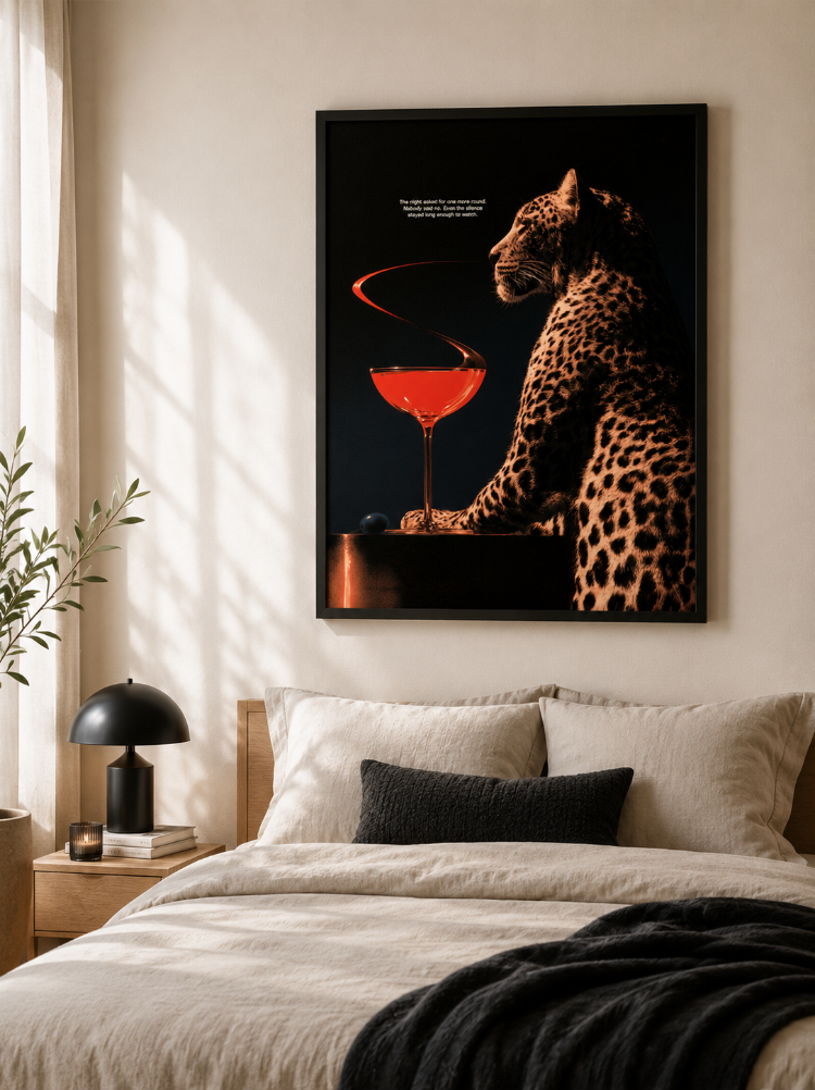 ONE MORE ROUND – Leoparlı Retro Kokteyl Posteri