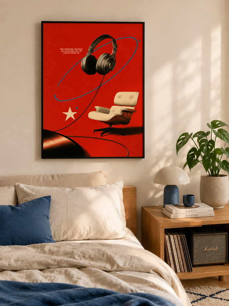 STAY FOR SIDE B – Retro Müzik ve Plak Posteri