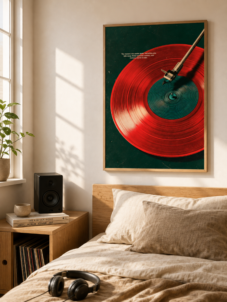 NEEDLE DROP – Kırmızı Plaklı Retro Müzik Posteri