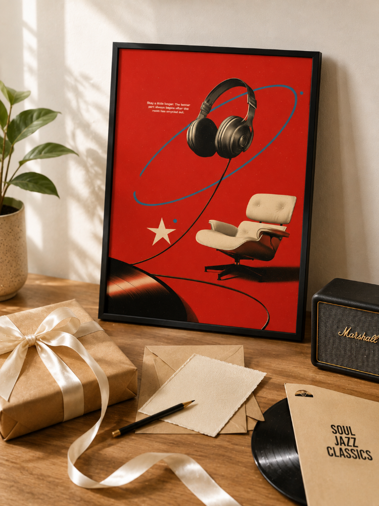 STAY FOR SIDE B – Retro Müzik ve Plak Posteri