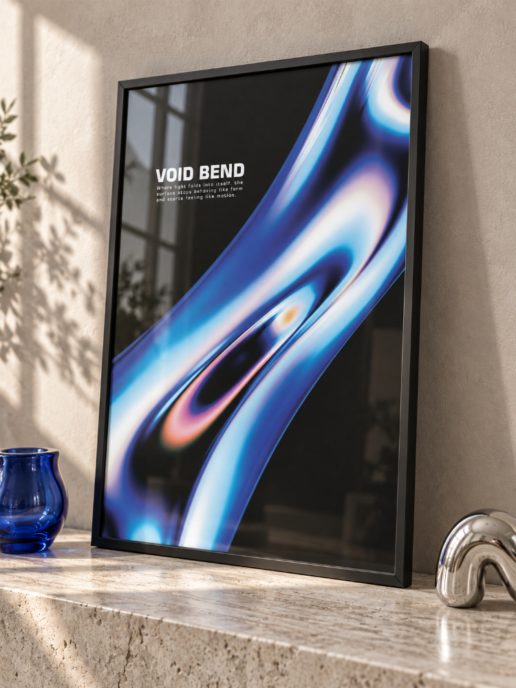 VOID BEND – Mavi Krom Görünümlü Soyut Poster