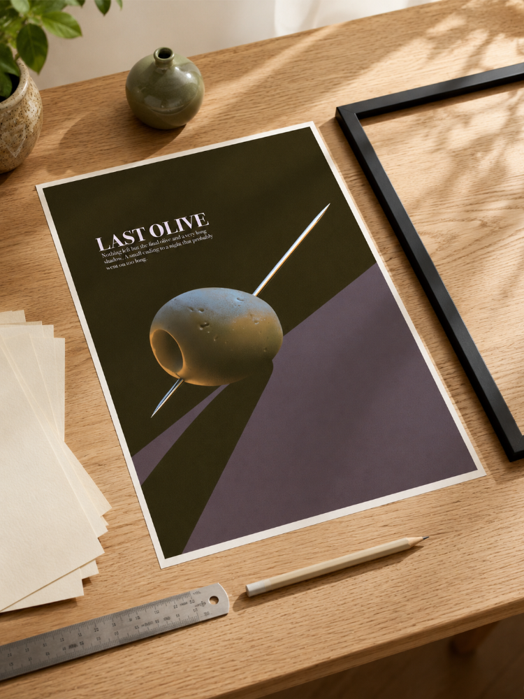 LAST OLIVE – Retro Zeytin ve Kokteyl Posteri