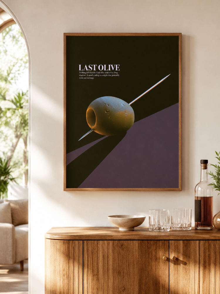 LAST OLIVE – Retro Zeytin ve Kokteyl Posteri
