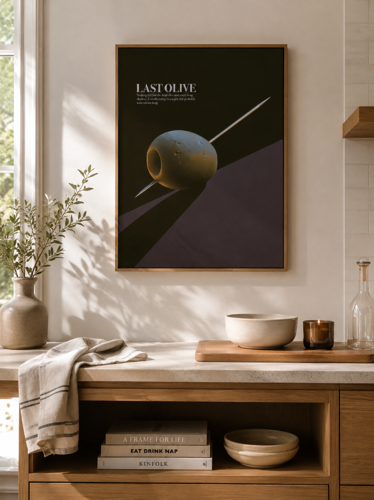LAST OLIVE – Retro Zeytin ve Kokteyl Posteri