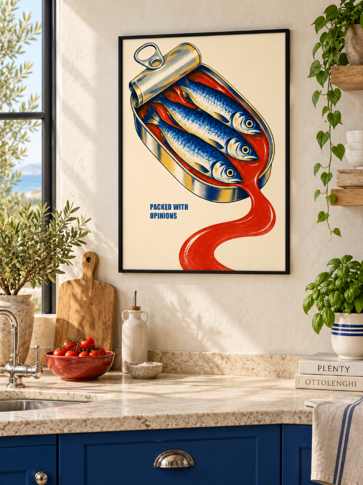 OPEN TIN – Retro Sardalya Mutfak Posteri