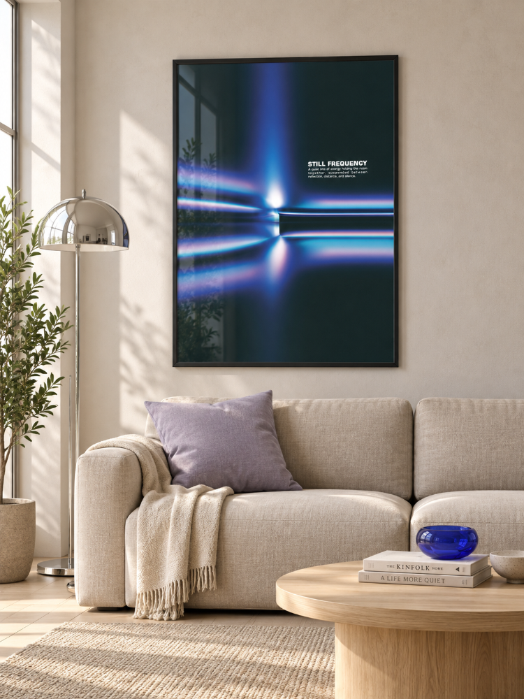 STILL FREQUENCY – Mavi Mor Minimal Soyut Poster