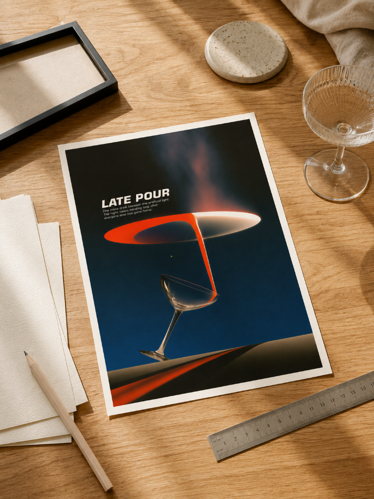 LATE POUR – Gece ve Bar Temalı Poster Baskısı