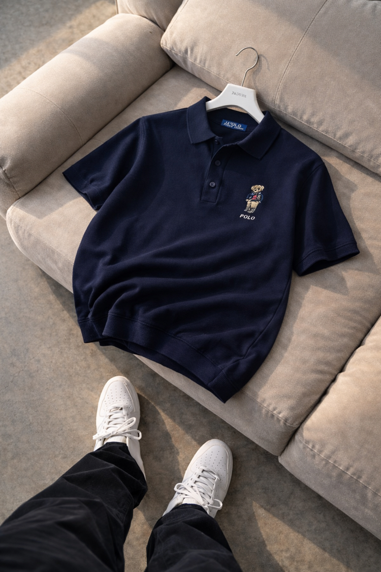 Polo Ralphlauren-Ayıcıklı-Lacivert-Triko Döküm-Yakalı 
