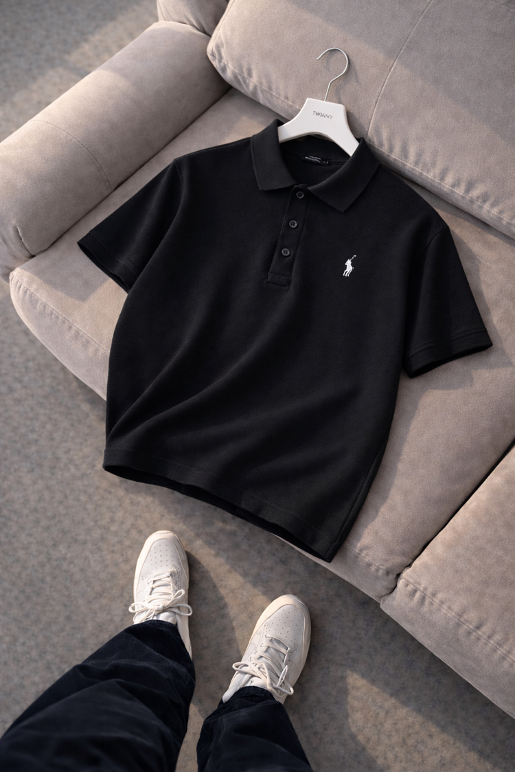 Polo Ralphlauren-Siyah-Penye-Polo Yaka