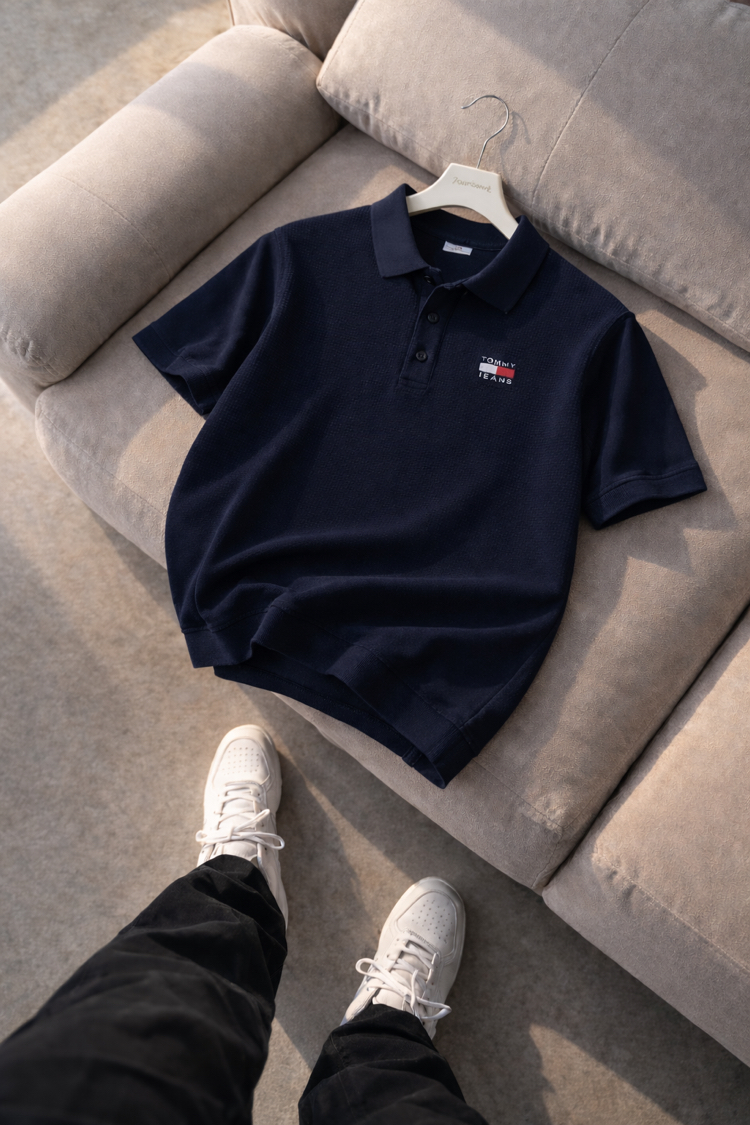 Tommy Hilfiger-Lacivert-Triko Döküm-Yakalı