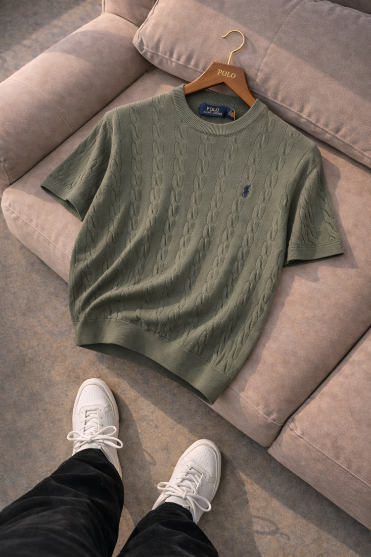 Polo Ralphlauren-Haki Yeşil-Örgü-Bisiklet Yaka-Triko Döküm-