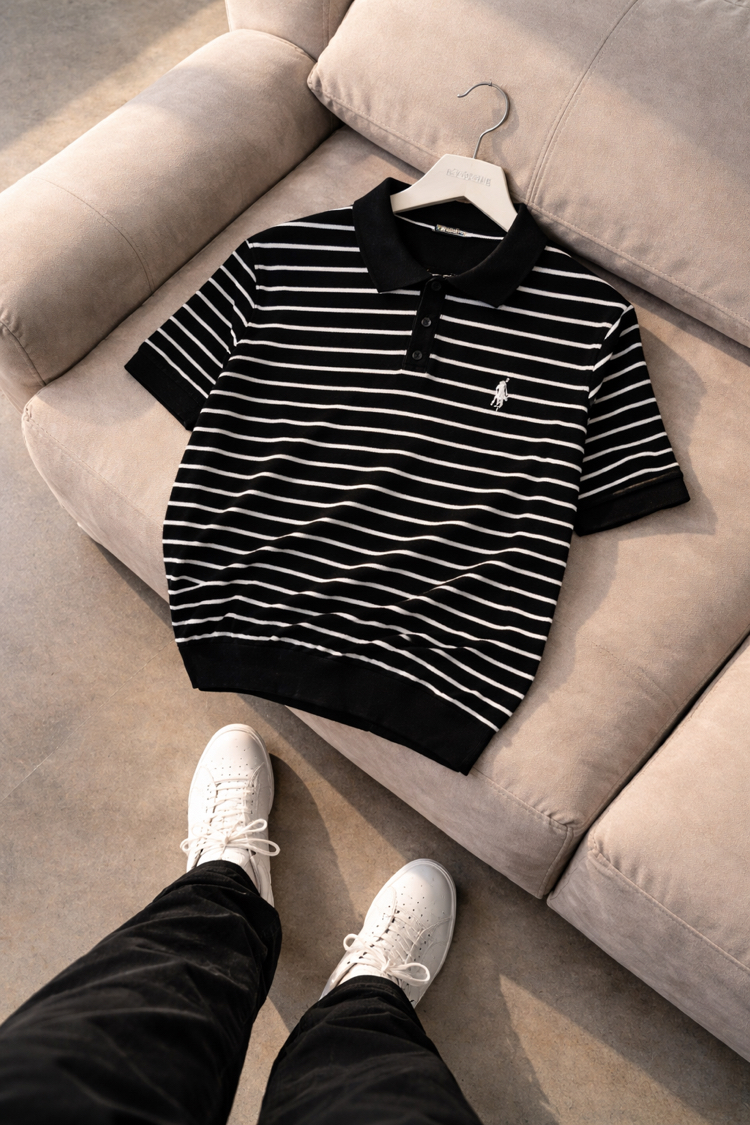 Polo Ralphlauren-Zebra-Siyah-Triko Döküm-Yakalı