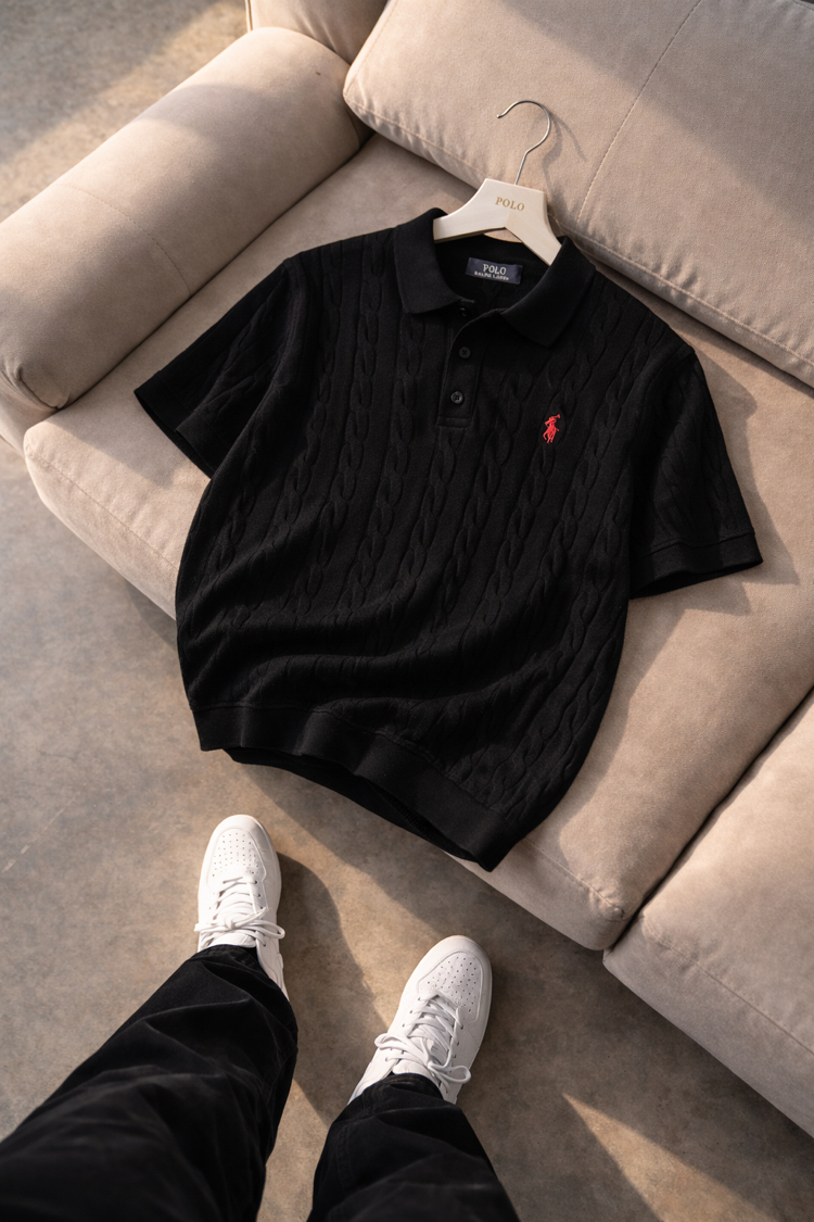 Polo Ralphlauren-Siyah-Örgü-Triko Döküm-Yakalı