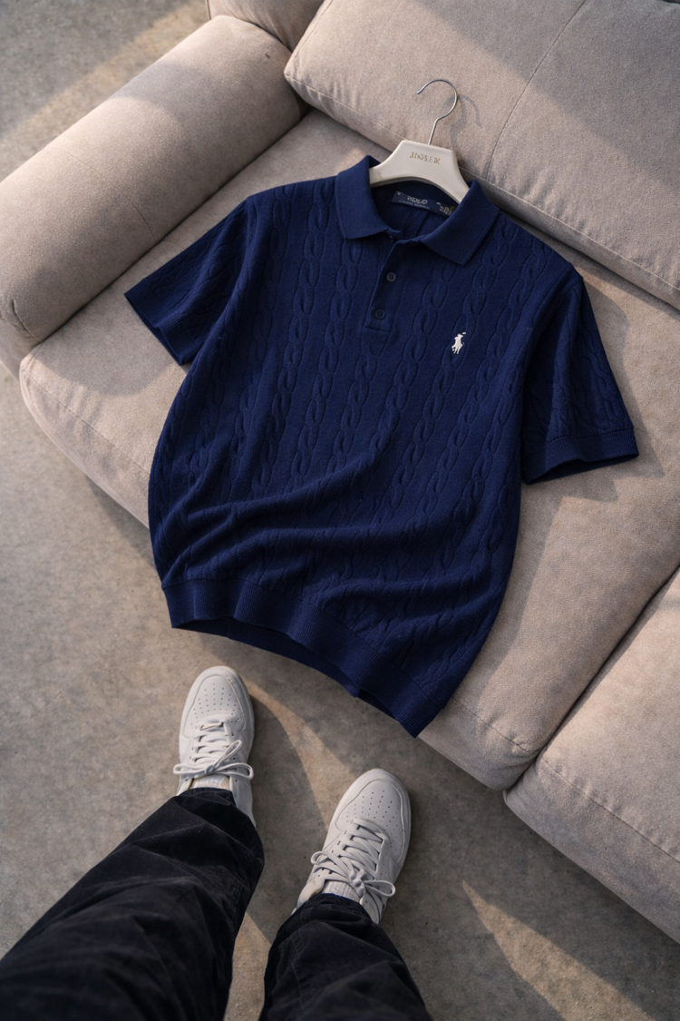 Polo Ralphlauren-Lacivert-Örgü-Triko Döküm-Yakalı