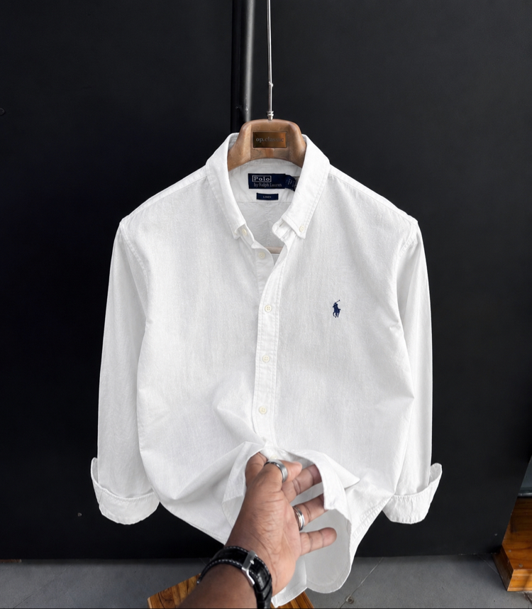 Polo Ralphlauren-Beyaz-Keten Kumaş Gömlek-Yazlık