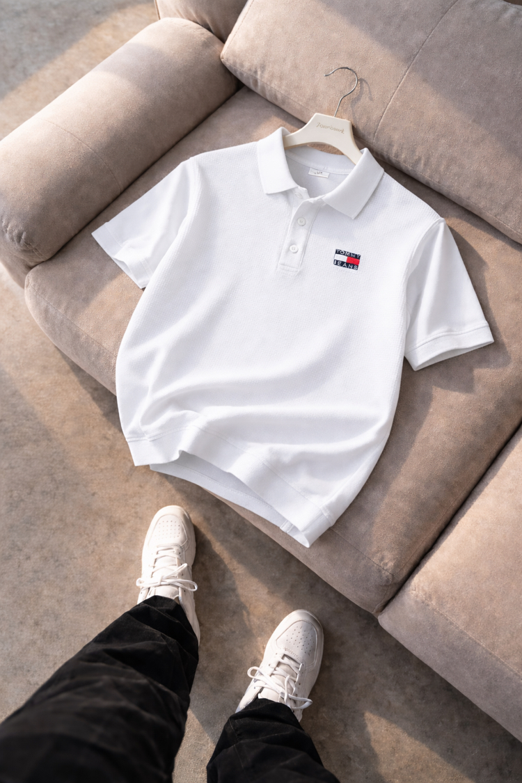 Tommy Hilfiger-Beyaz-Triko Döküm-Yakalı