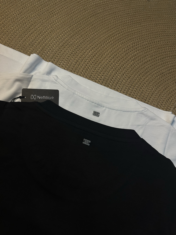 Netw0rk Modal Tshirt Beyaz Tam Kalıp !