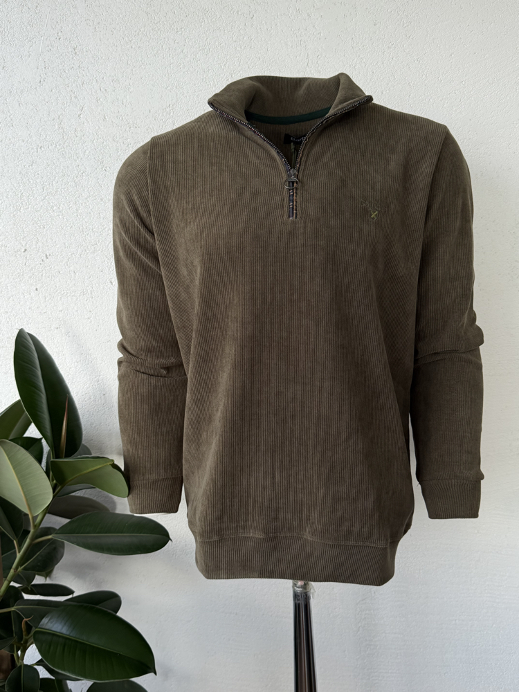 Barbour Haki Dik Yaka Sweat GENİŞ KALIP
