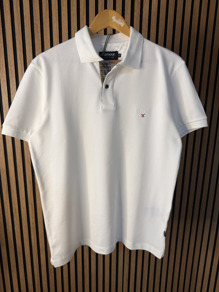 Barbour Polo Yaka Tişört Beyaz Tam Kalıp !