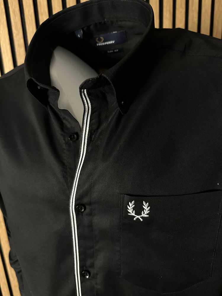 Fred P. Slim Fit Gömlek oxford siyah