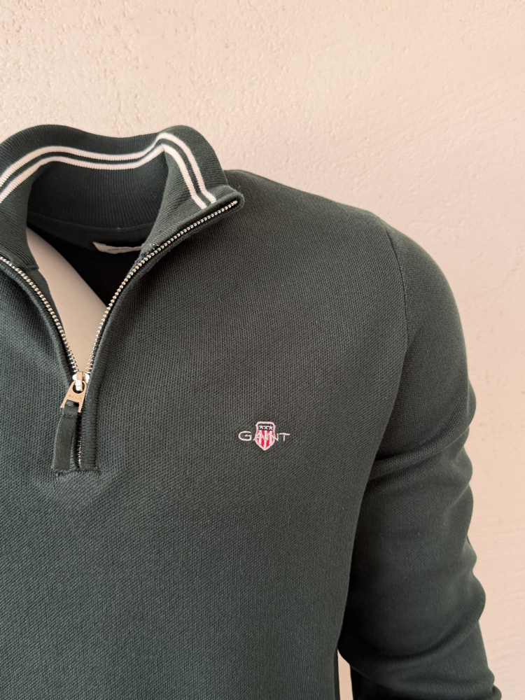 G4nt Yarım Fermuar Yaka Yeşil Sweat DAR KALIP