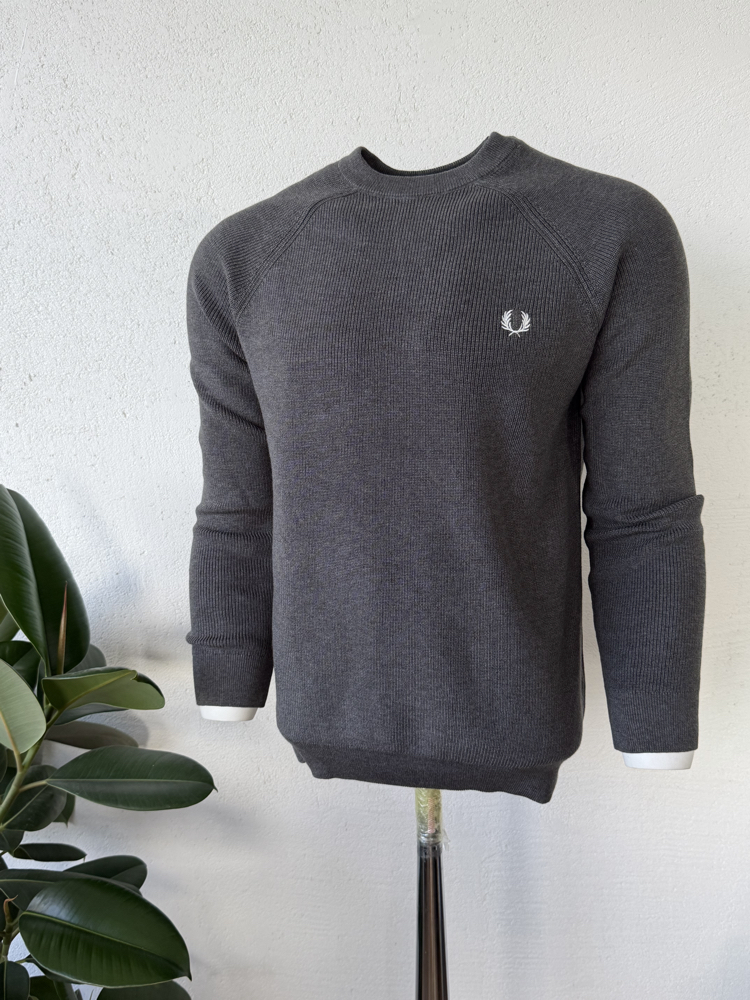 Fred Perry Tam Kalıp Gri Kazak
