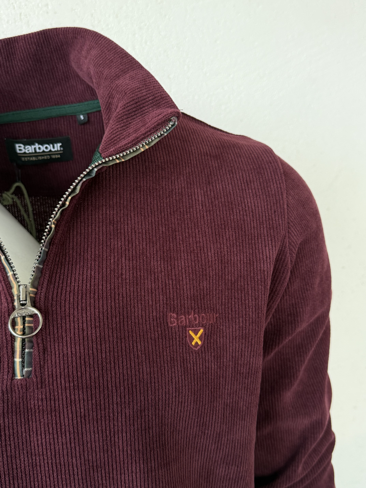Barbour Bordo Dik Yaka Sweat GENİŞ KALIP