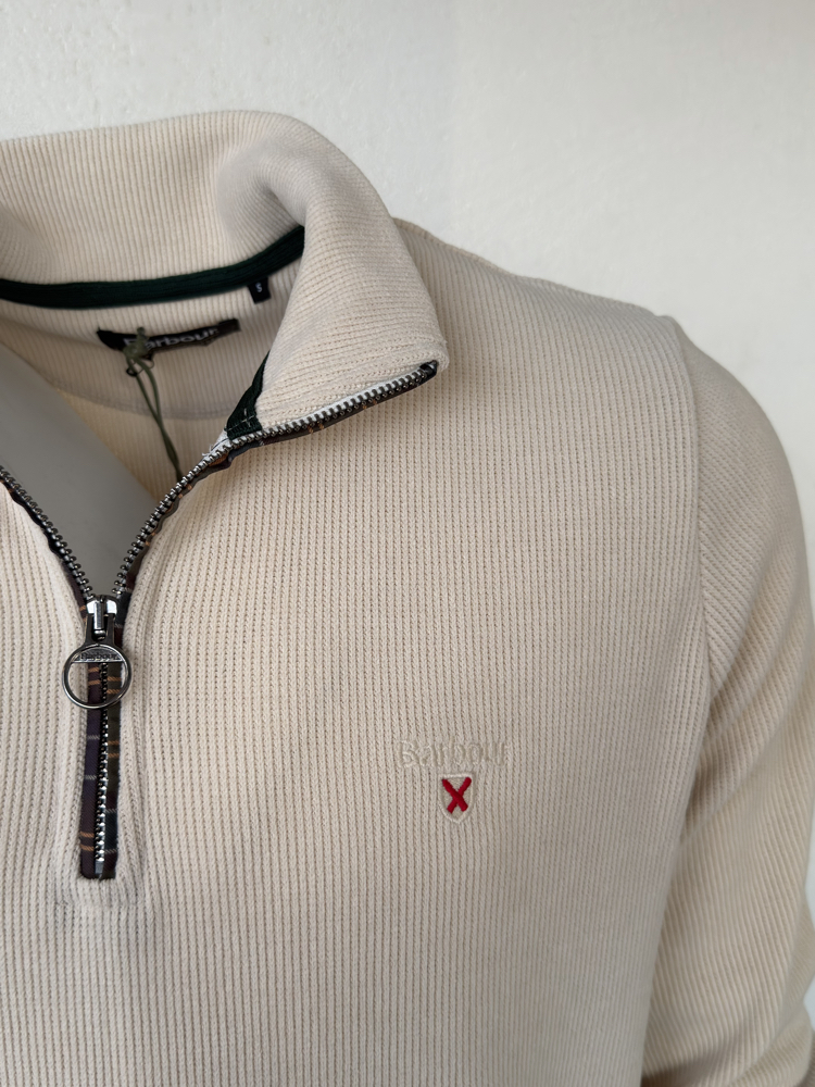 Barbour Krem Dik Yaka Sweat GENİŞ KALIP