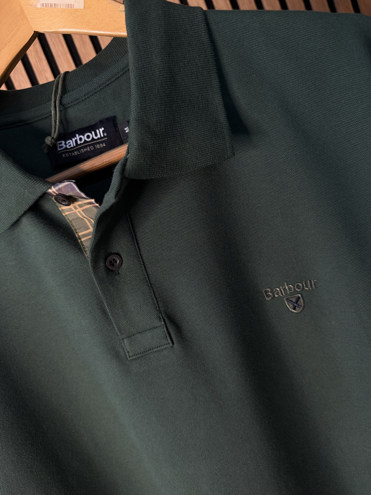 Barbour Polo Yaka Tişört Yeşil Tam Kalıp !