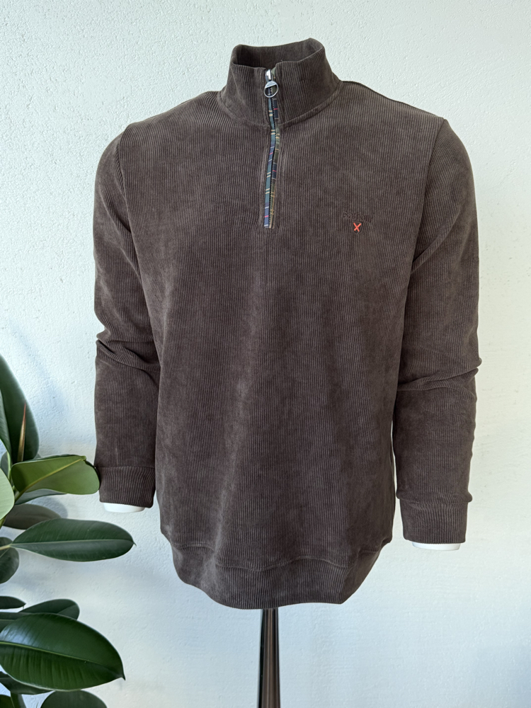 Barbour Kahve Dik Yaka Sweat GENİŞ KALIP