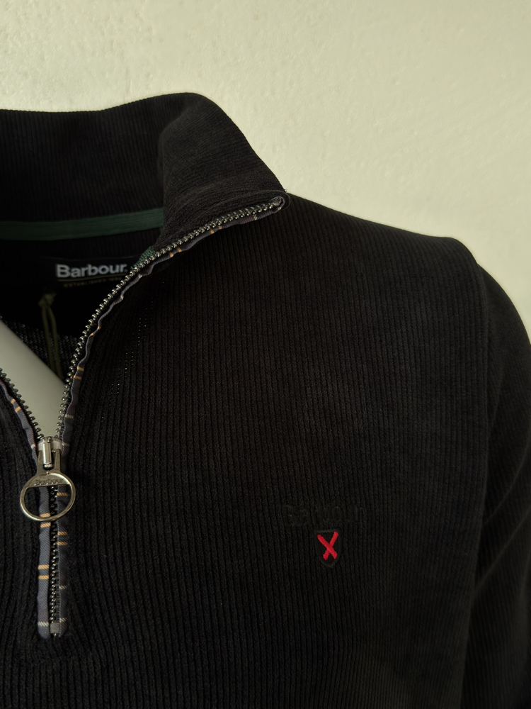 Barbour Siyah Dik Yaka Sweat GENİŞ KALIP