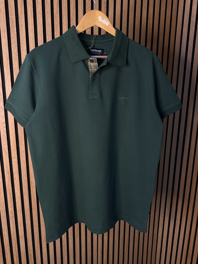 Barbour Polo Yaka Tişört Yeşil Tam Kalıp !