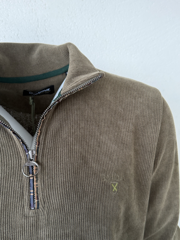 Barbour Haki Dik Yaka Sweat GENİŞ KALIP