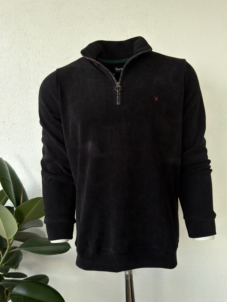 Barbour Siyah Dik Yaka Sweat GENİŞ KALIP