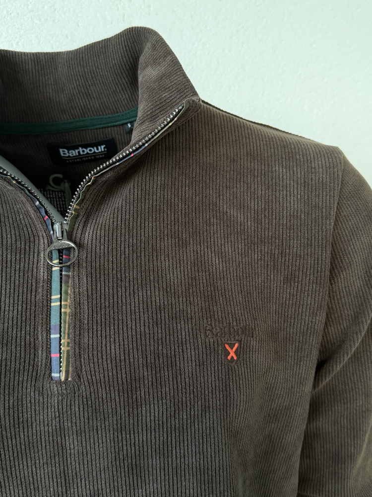 Barbour Kahve Dik Yaka Sweat GENİŞ KALIP