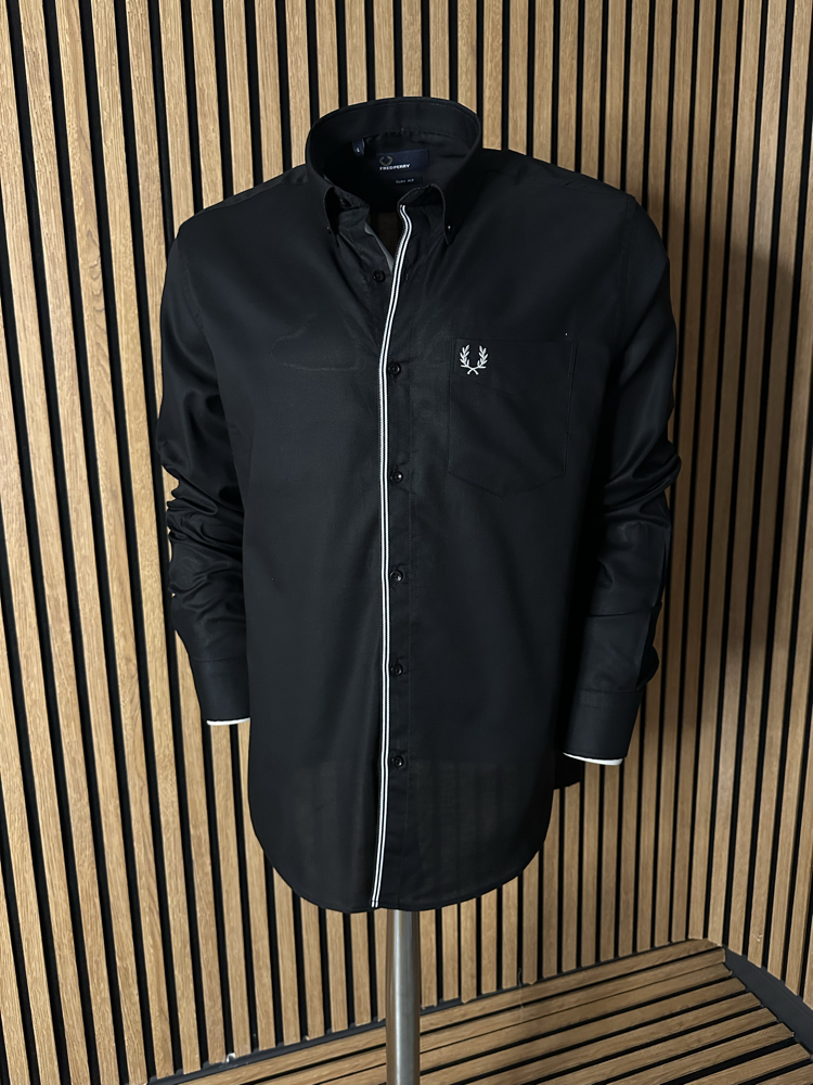 Fred P. Slim Fit Gömlek oxford siyah